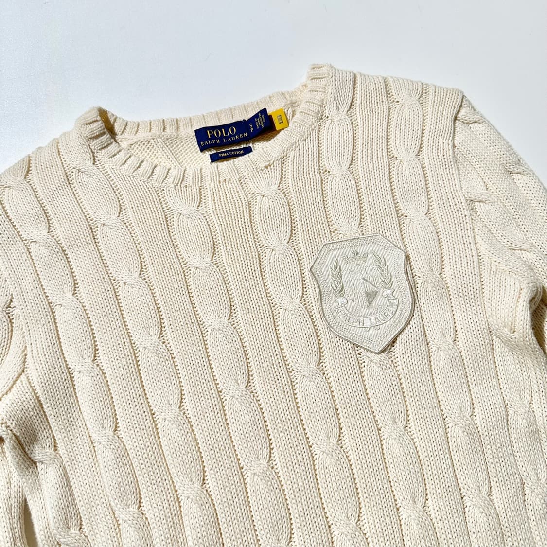폴로 랄프로렌 크레스트 로고 와펜 케이블 라운드 니트 (신형QR) 상품이미지3