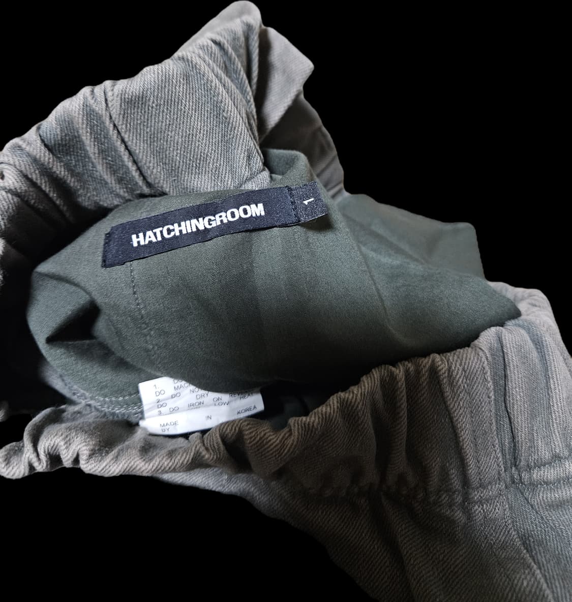 해칭룸 밀팬츠 워시드 올리브 1사이즈 판매합니다 상품이미지2