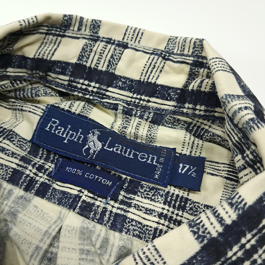 CL603 XL 폴로 90s 미국판 레트로 모던체크 아이보리 셔츠 남방 상품이미지3