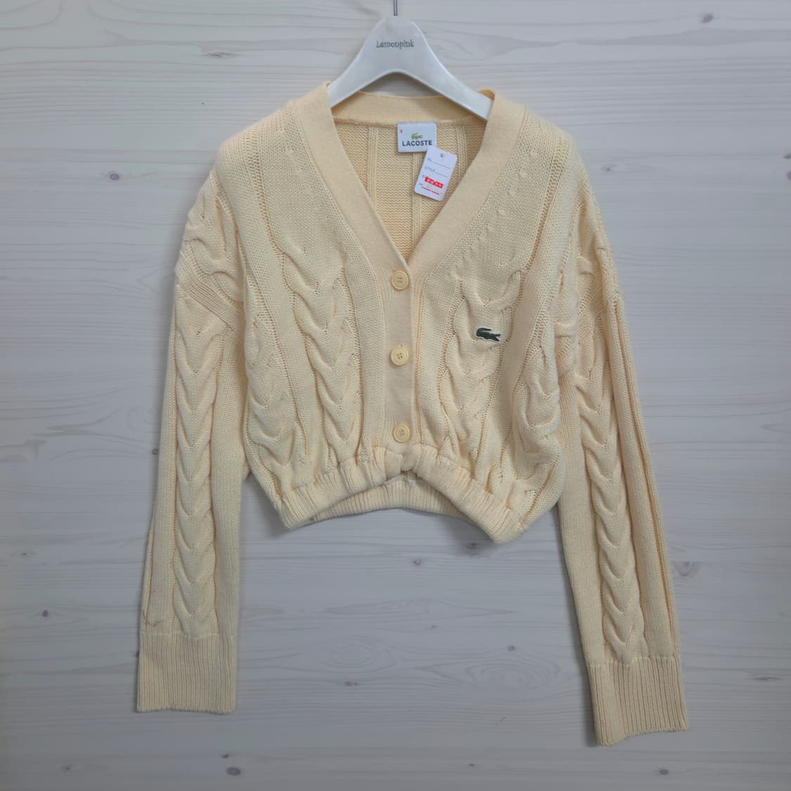 여55 라코스테 꽈배기 크롭 니트 가디건 (리폼) 상품이미지1