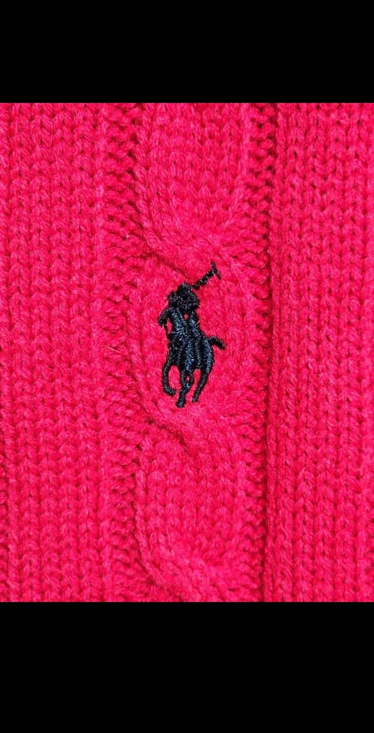 (M) 랄프로렌 폴로 케이블 니트 빨강 꽈배기 스웨터 라운드  상품이미지4