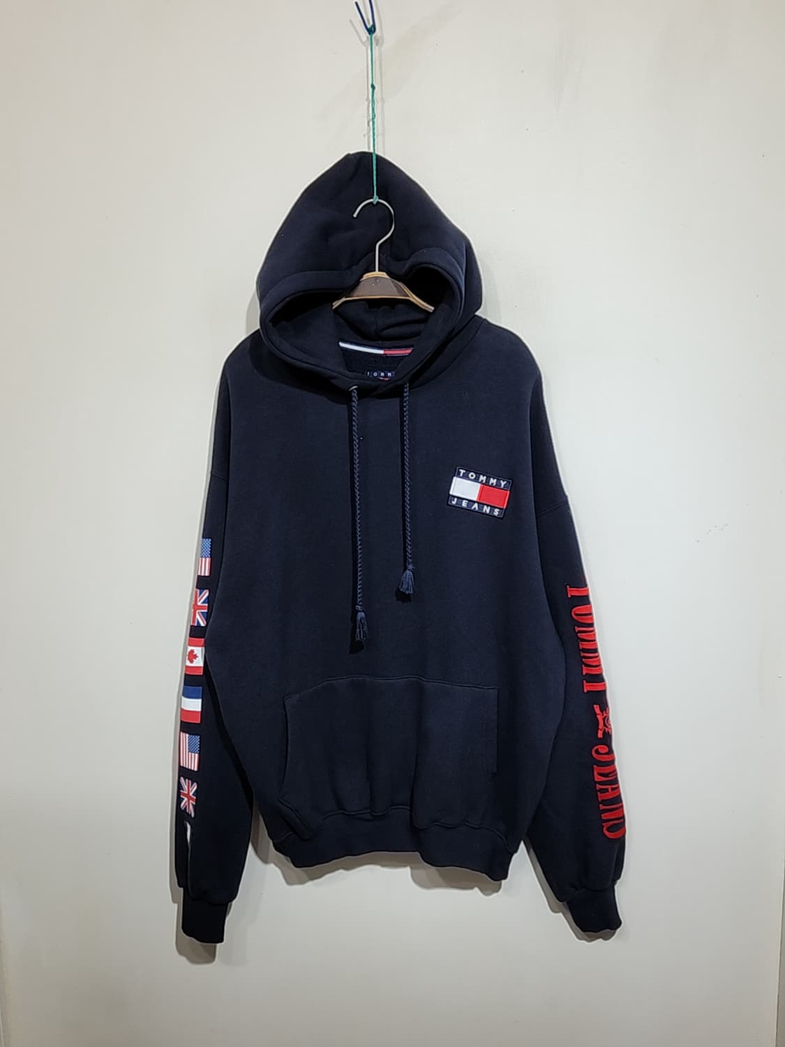 (XXL) 타미진스 기모 후드티 네이비 국기 빅사이즈 티셔츠  상품이미지1