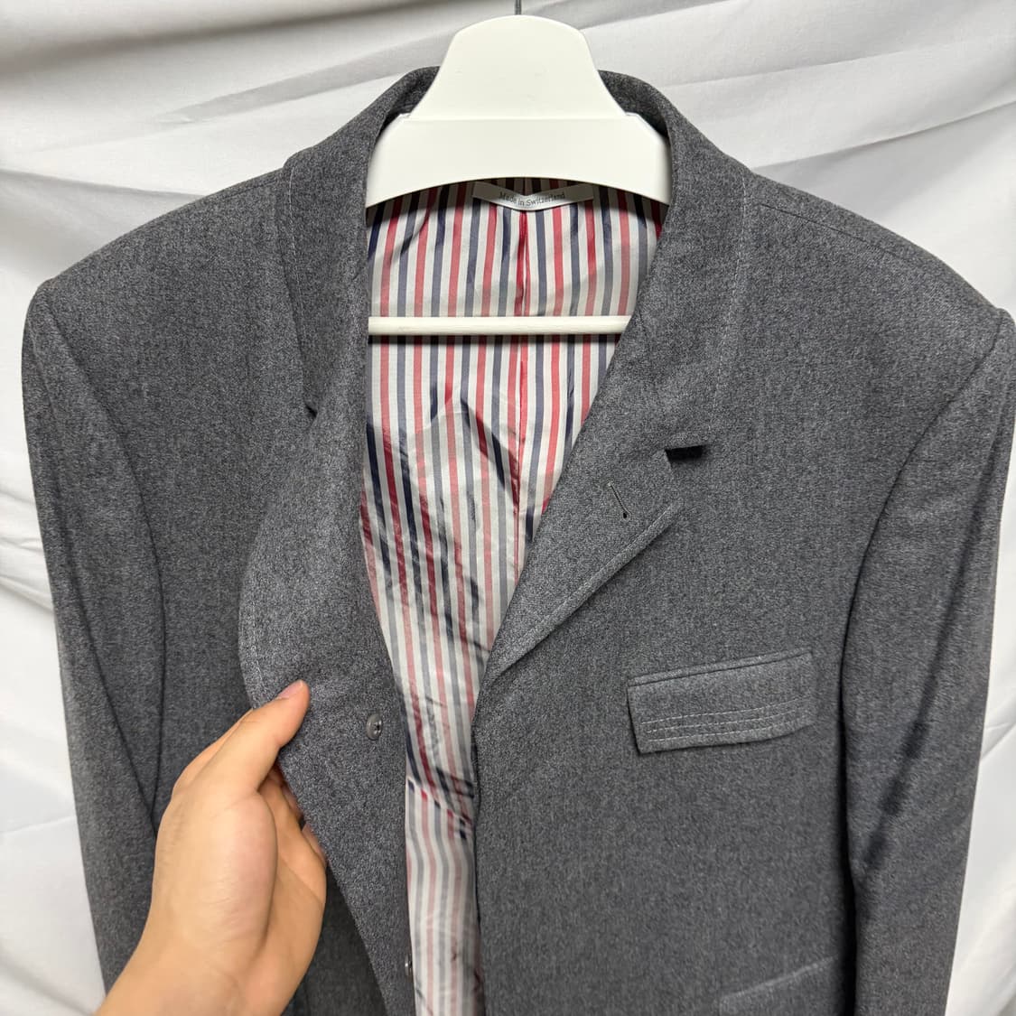 [S+급/2] 톰브라운 사선완장 울 체스터필드 오버 코트 그레이 상품이미지7