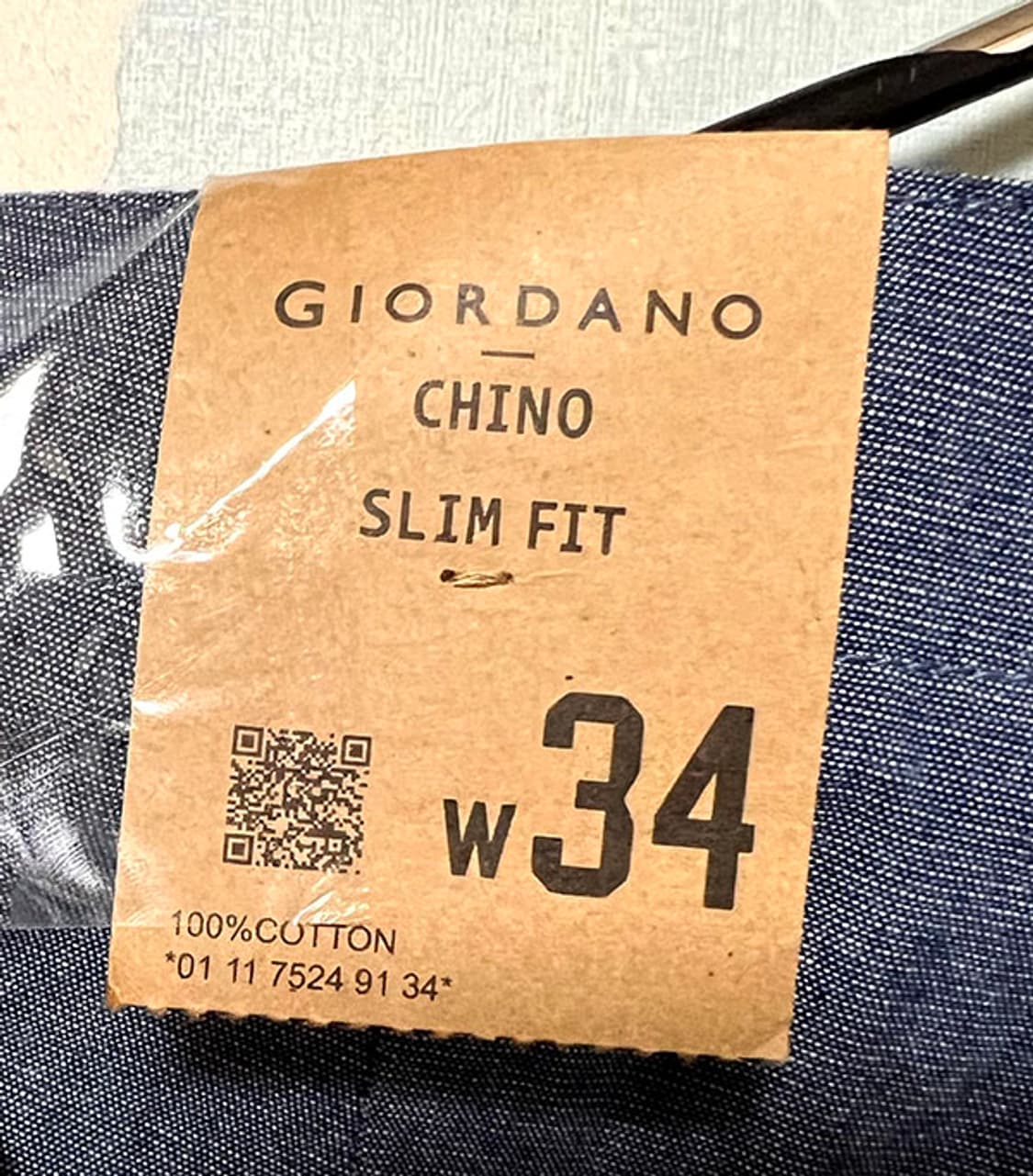 지오다노 남자 면바지 여름 스키니핏 시원한 새상품 블루 캐주얼 XL 34 상품이미지3