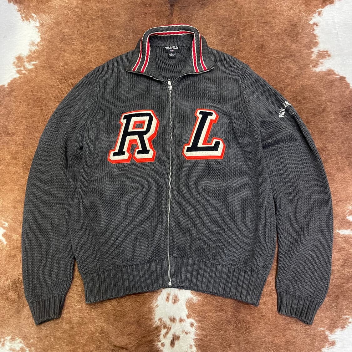 폴로 레터링 니트자켓 상품이미지1