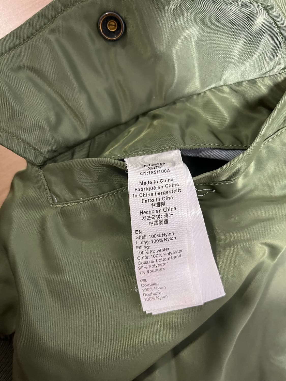 [XL] 알파인더스트리 MA-1 레귤러 세이지 그린 팝니다. 상품이미지7