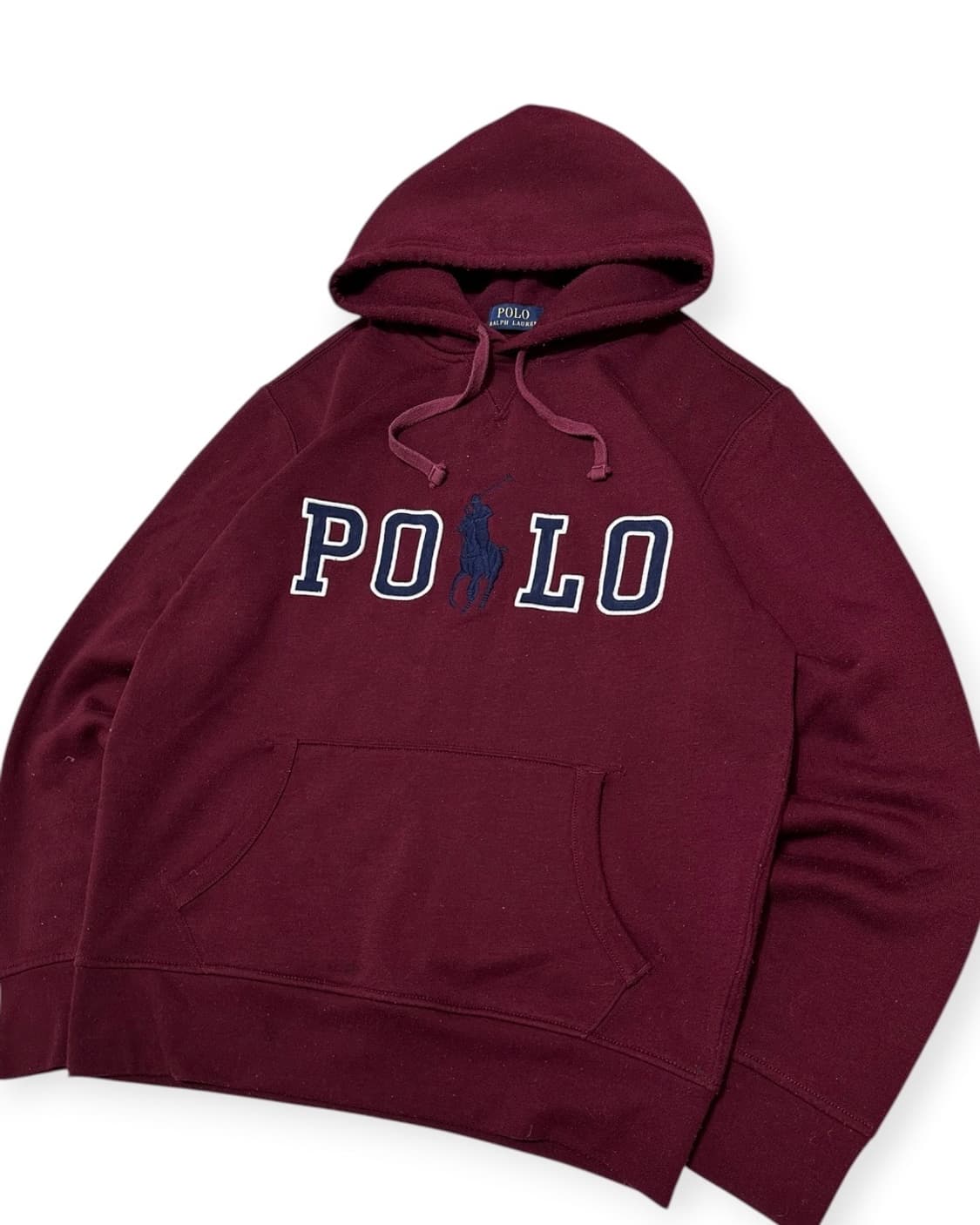 폴로 랄프로렌 버건디 후드티 상품이미지3