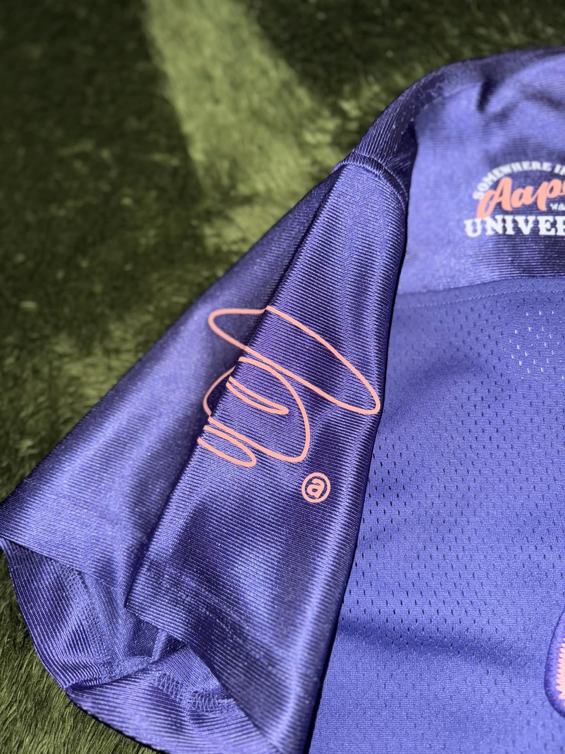 Aape 에이프 바이 베이프 아플리케 크롭 탑 풋볼 저지 퍼플 상품이미지5