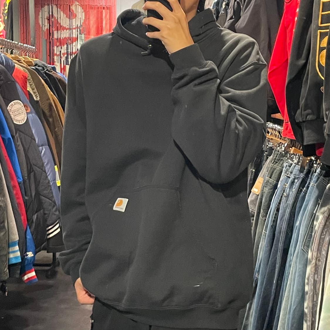 [IM] carhartt 칼하트 사이드 레터링 블랙 후디 상품이미지3