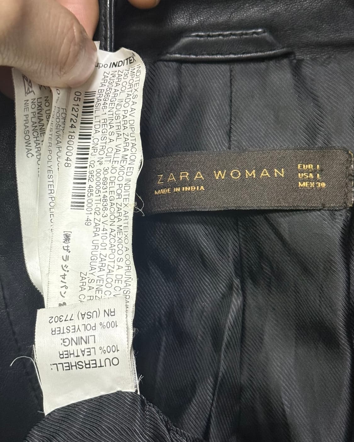 자라 우먼 양가죽 레더 바이커 라이더 자켓 지퍼 하이넥 락시크 펑크 갸루 상품이미지7