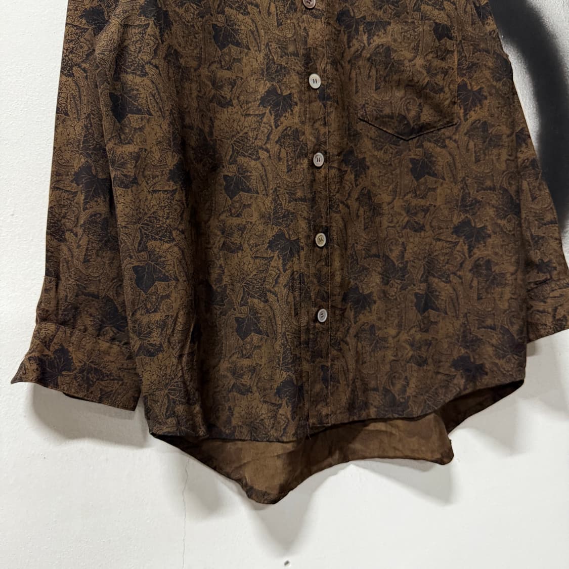 VTG 빈티지 자카드 리프 패턴 원포켓 긴팔 셔츠 상품이미지4