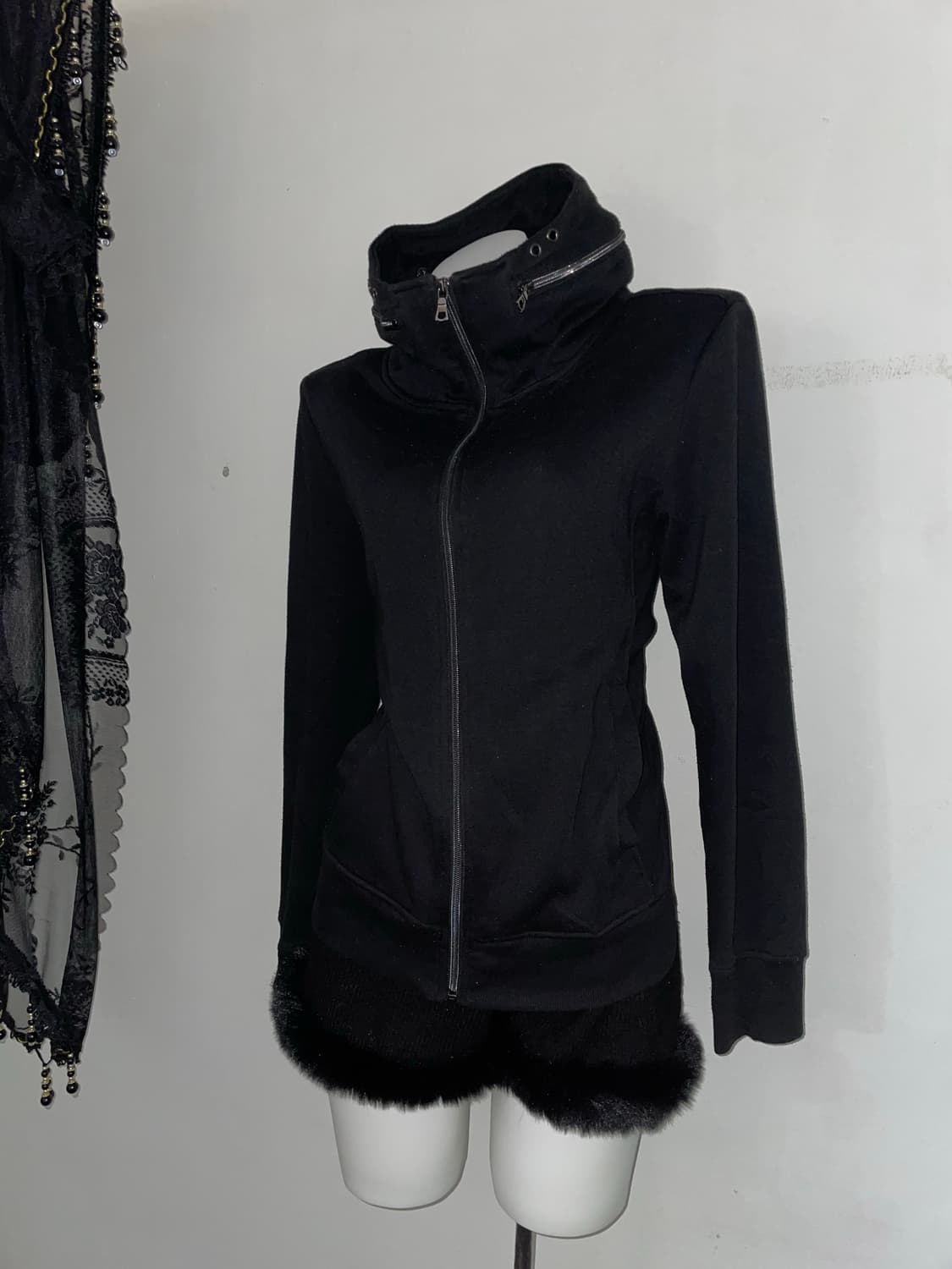 오피움 락시크 00s 하이넥 자켓 vkei y2k 블랙 아우터 상품이미지2
