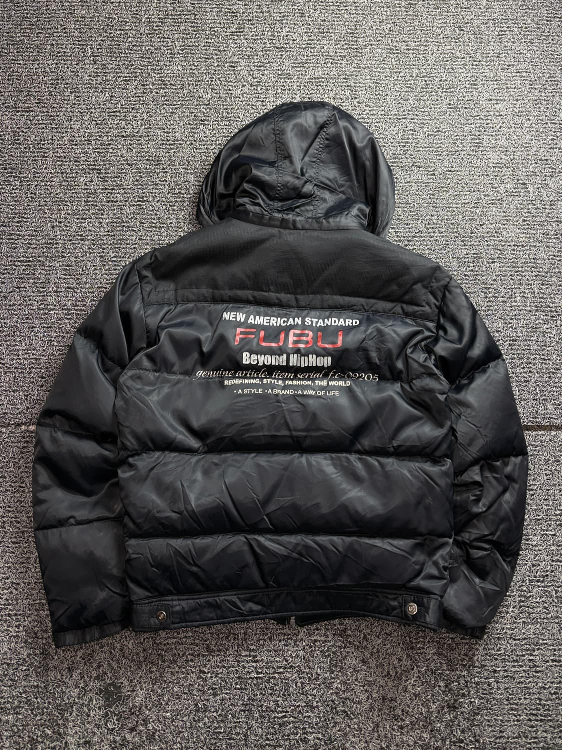 00s 후부 Y2K 올드스쿨 데님 믹스업 후드 다운자켓 2768 상품이미지4