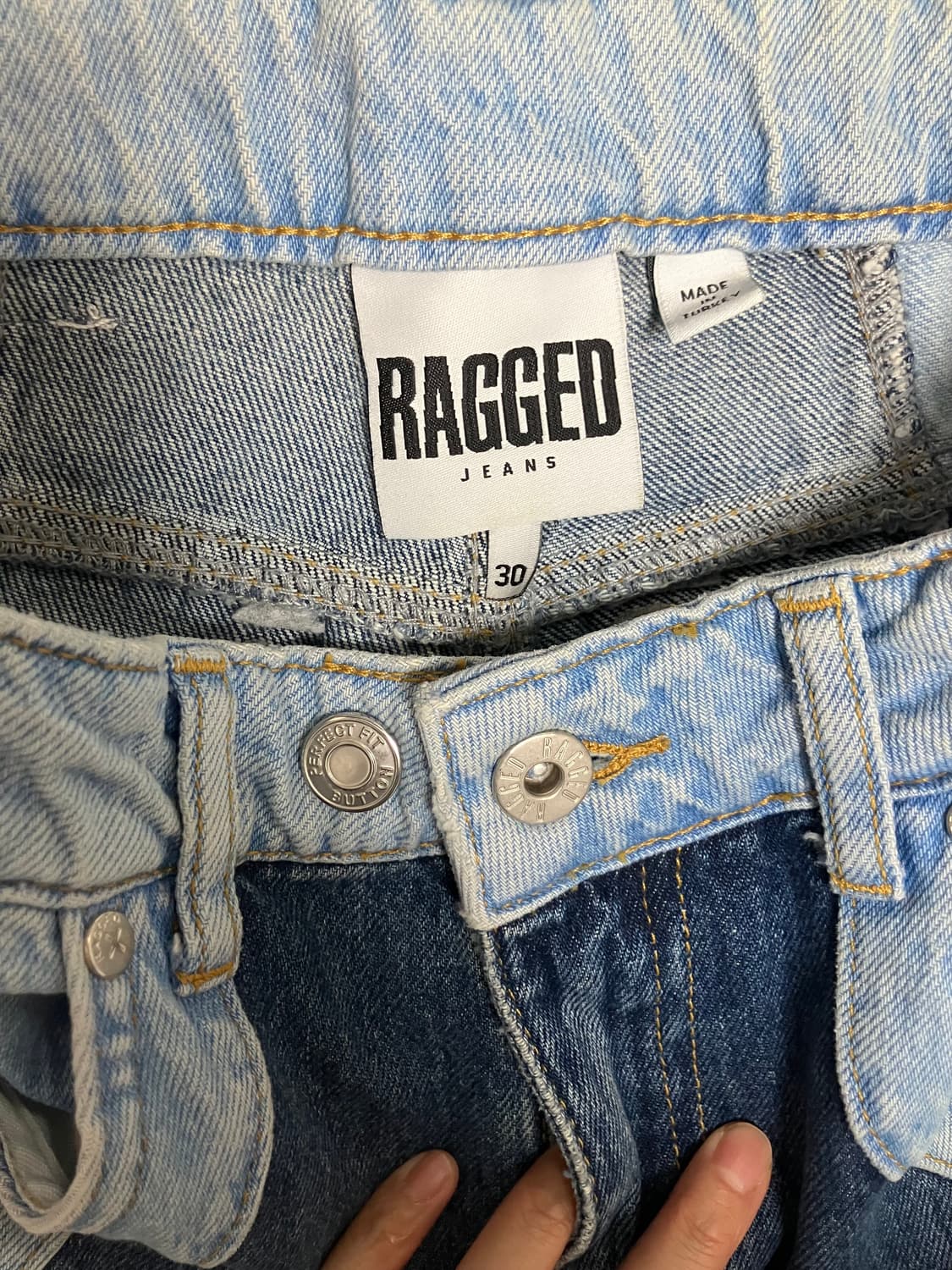 The Ragged Priest 웨이브 투톤 데님 와이드 팬츠 청바지 상품이미지4