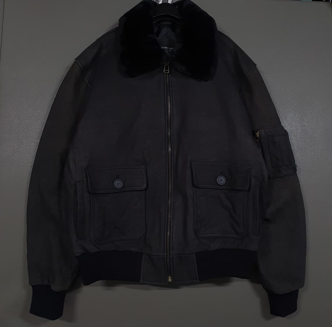 2XL (110) 빈티지 양가죽 G-1 블랙 퍼 플라이트 a-2 자켓 상품이미지1