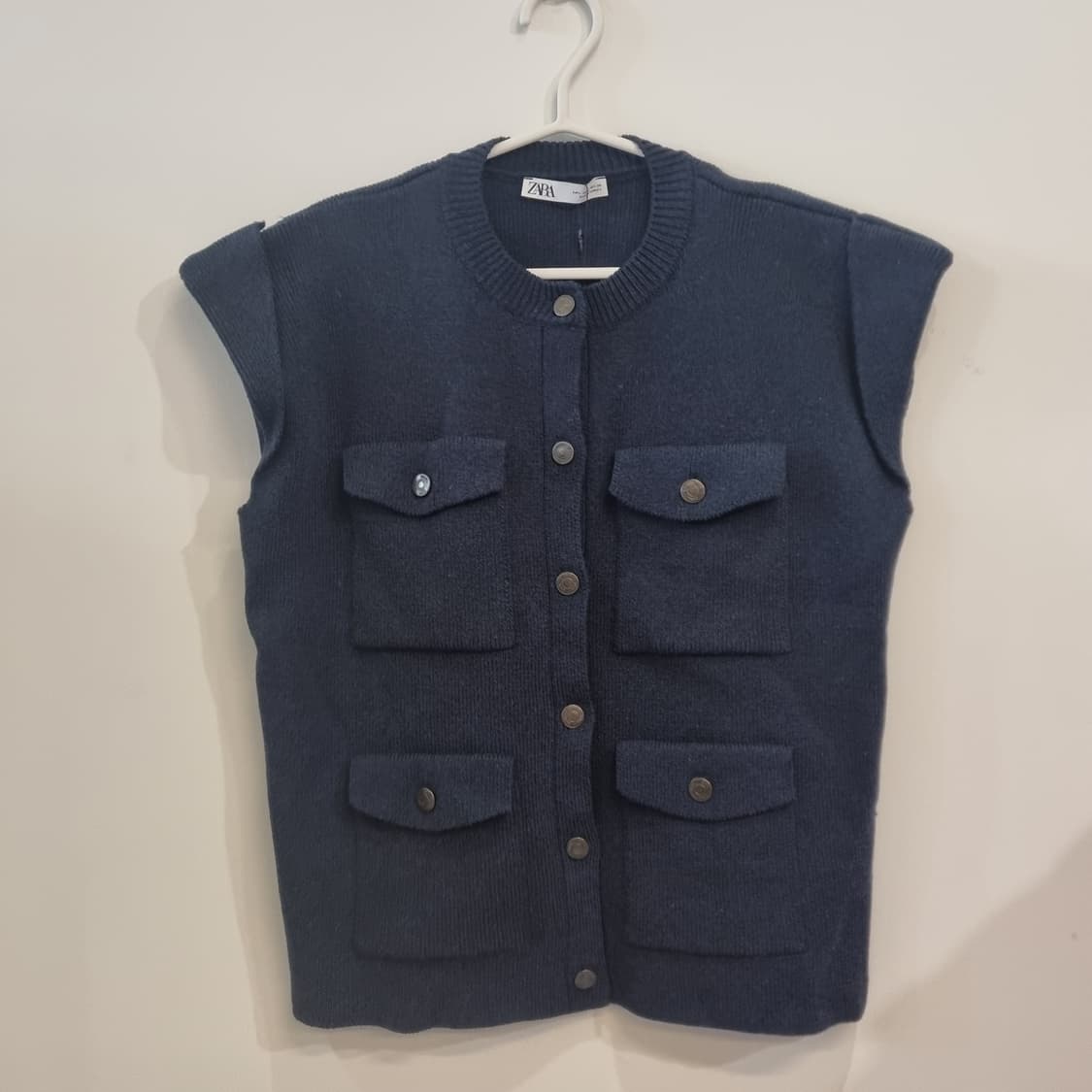 새상품 ZARA 자라 네이비 니트 조끼 L 상품이미지2