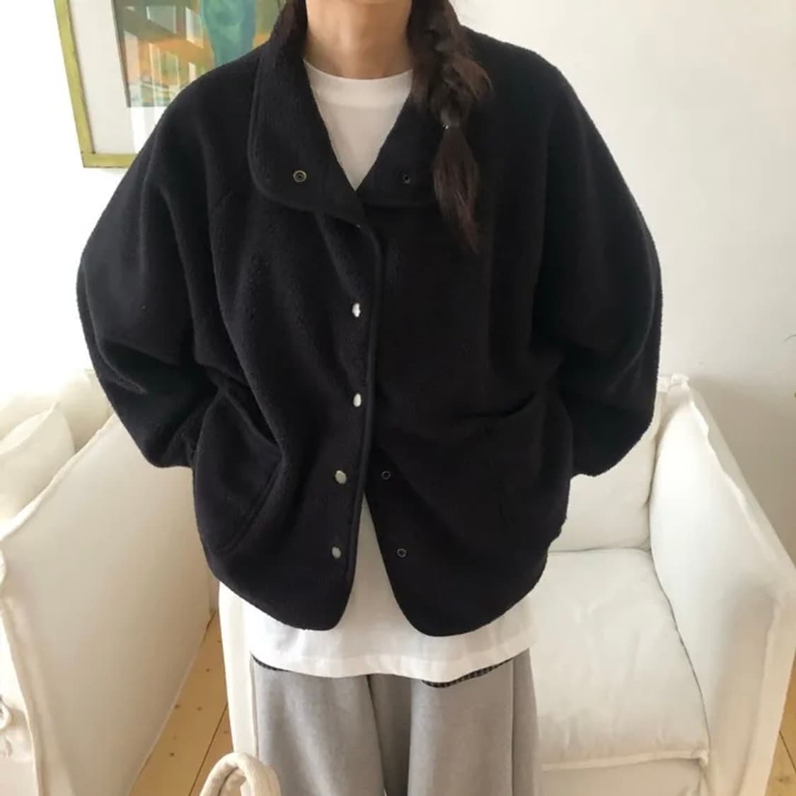FIND 비스코 fleece jumper 양털 후리스 점퍼 자켓 블랙 상품이미지2