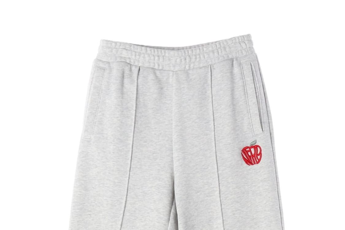 NERDY 애플 로고 핀턱 와이드 스웻팬츠 멜란지 그레이 S 상품이미지3