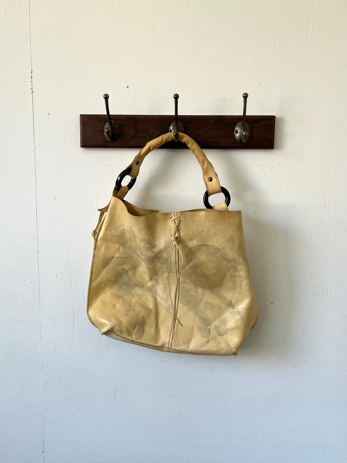 90‘s Japan vtg 내추럴 레더 쇼퍼백 상품이미지1