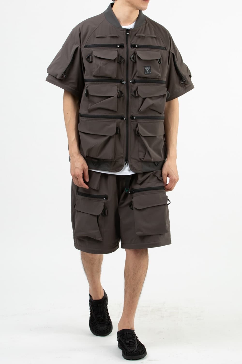 새상품(M)남이서팔 멀티 포켓 지퍼 투웨이 자켓 립스탑 차콜 상품이미지7