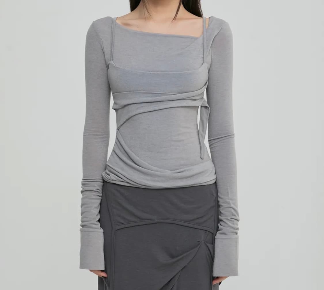 플레어업 레이어드 롱 슬리브 그레이 상품이미지1