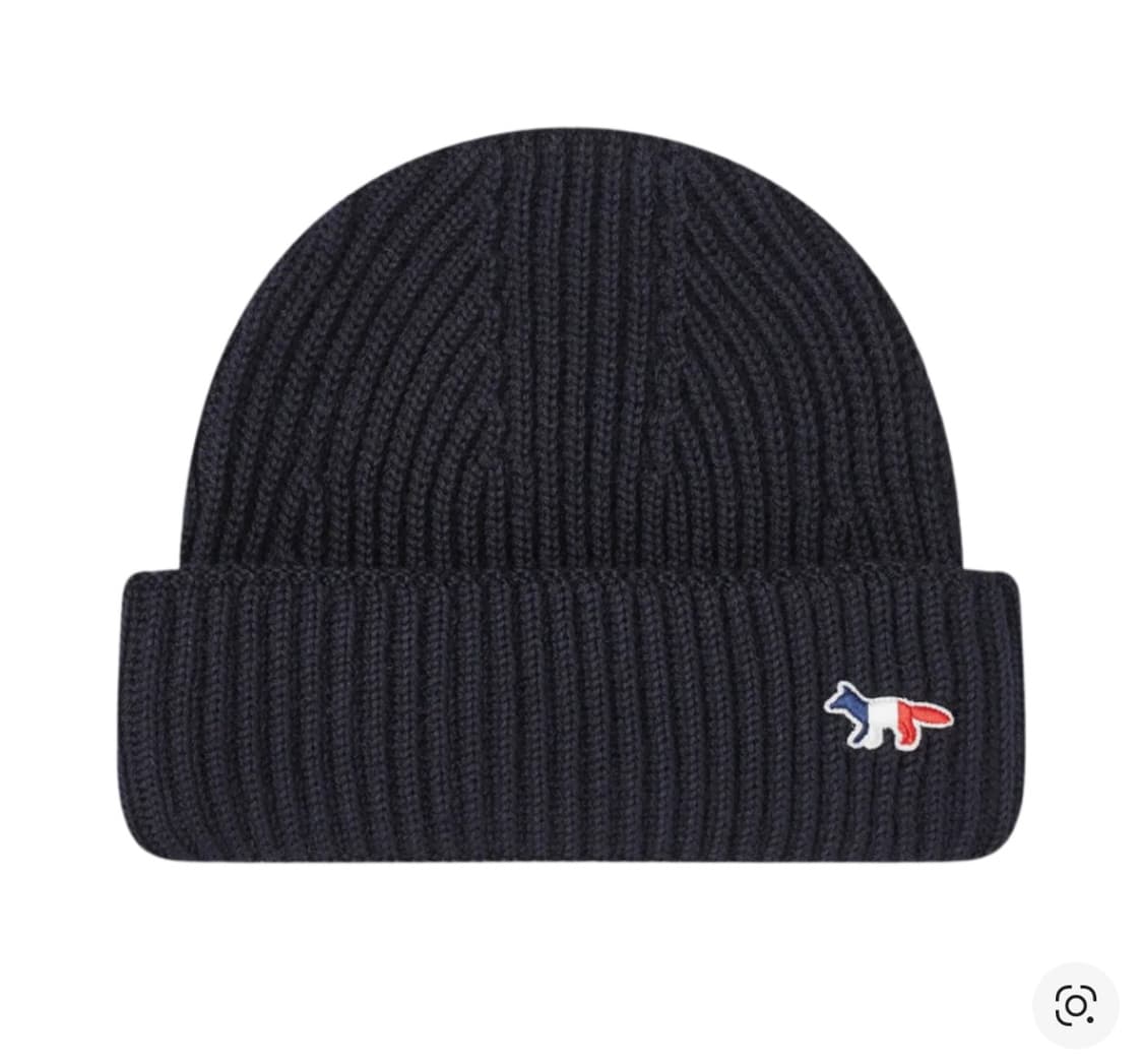 (새상품) 메종 키츠네 트라이컬러 폭스 패치 립드 비니 네이비 상품이미지1