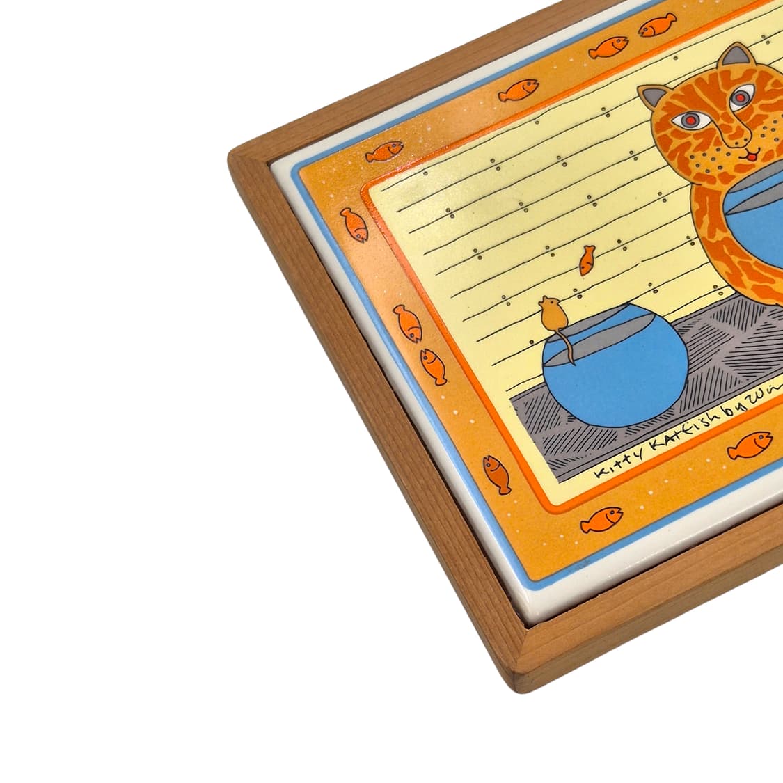 80s 미국 금붕어 고양이 타일 액자&트레이 상품이미지4