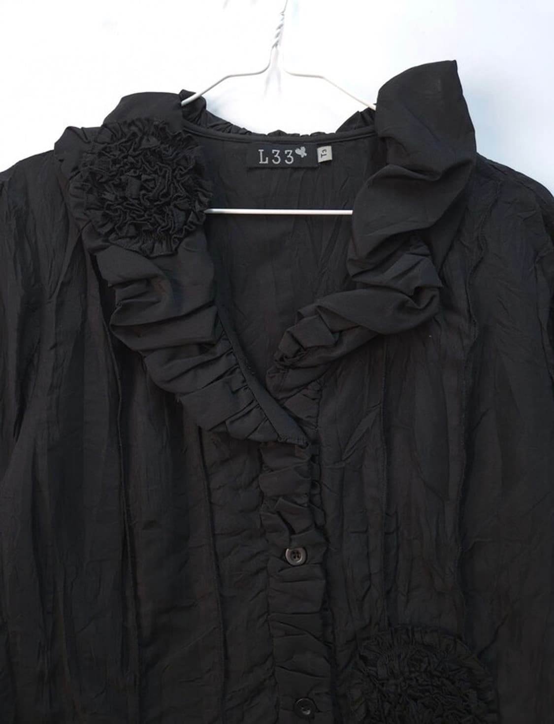 꼼데가르송 st 러플 플라워 디테일 셔링 블라우스 상품이미지2