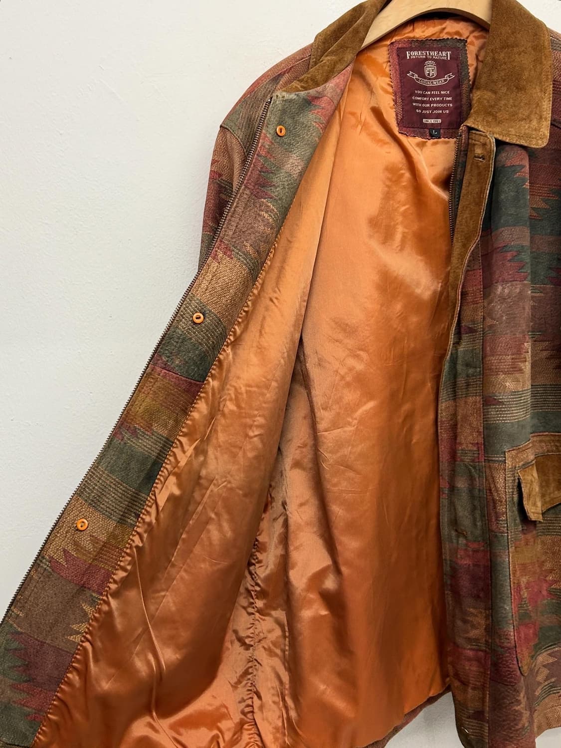 FORESTHEART 나바호 아즈텍 오르테가 패턴 레더 자켓  상품이미지4