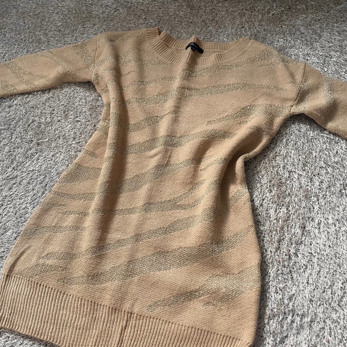 갸루 지브라 브라운 펄 니트 원피스 상품이미지2