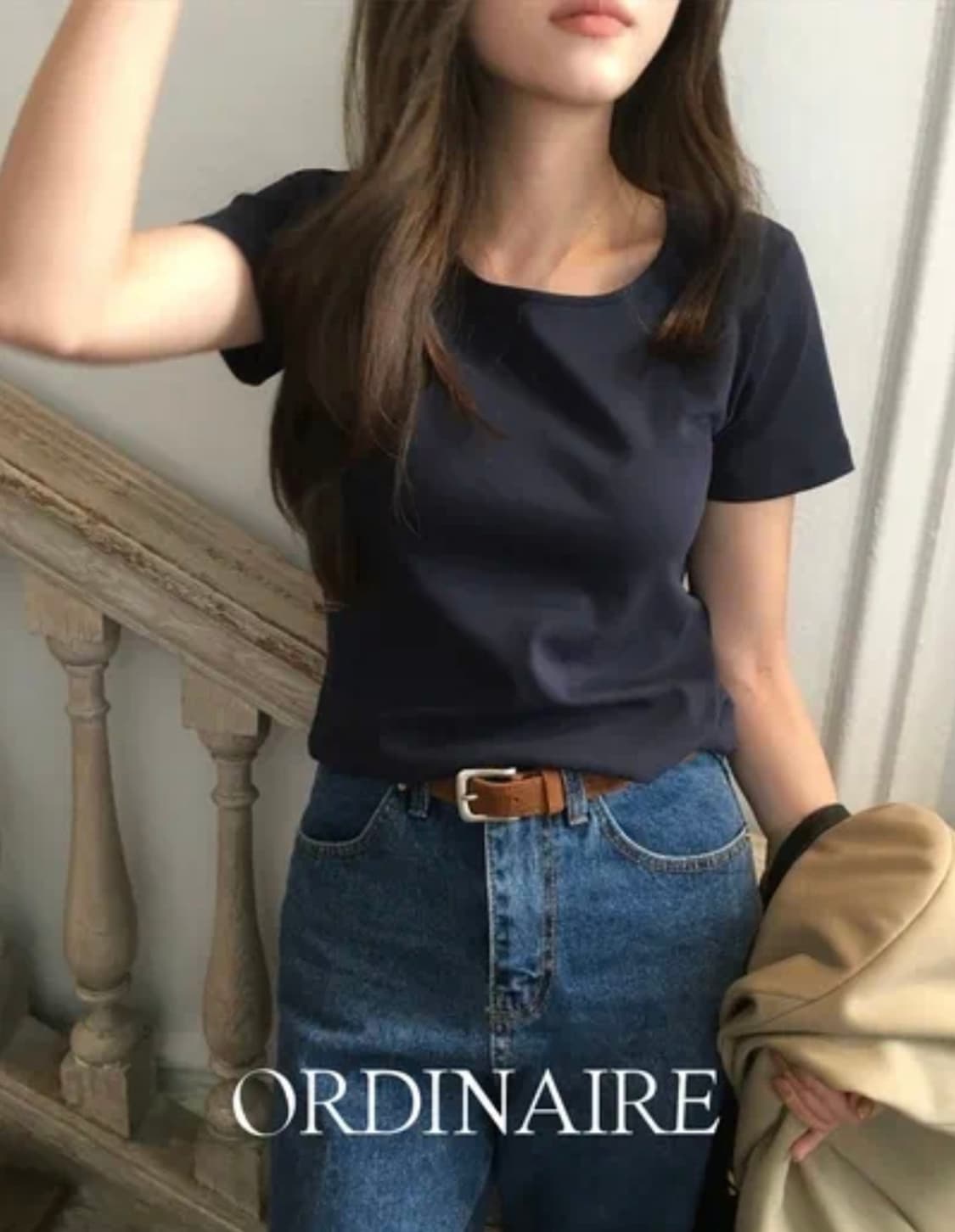 [새상품] 가내스라 이지 데일리 티셔츠 네이비 상품이미지1