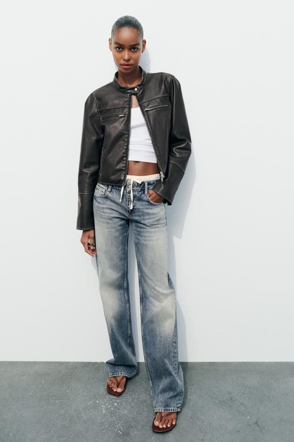 zara 자라 디스트레스드 레더 이펙트 자켓 상품이미지2