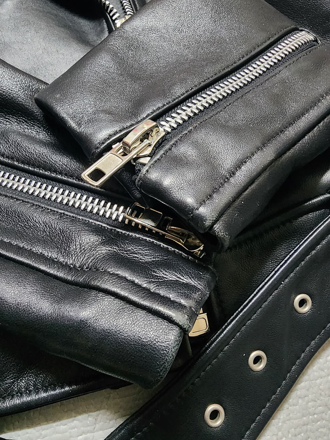 에센시 스튜디오 리얼 양가죽  라이더 자켓 공용 상품이미지8