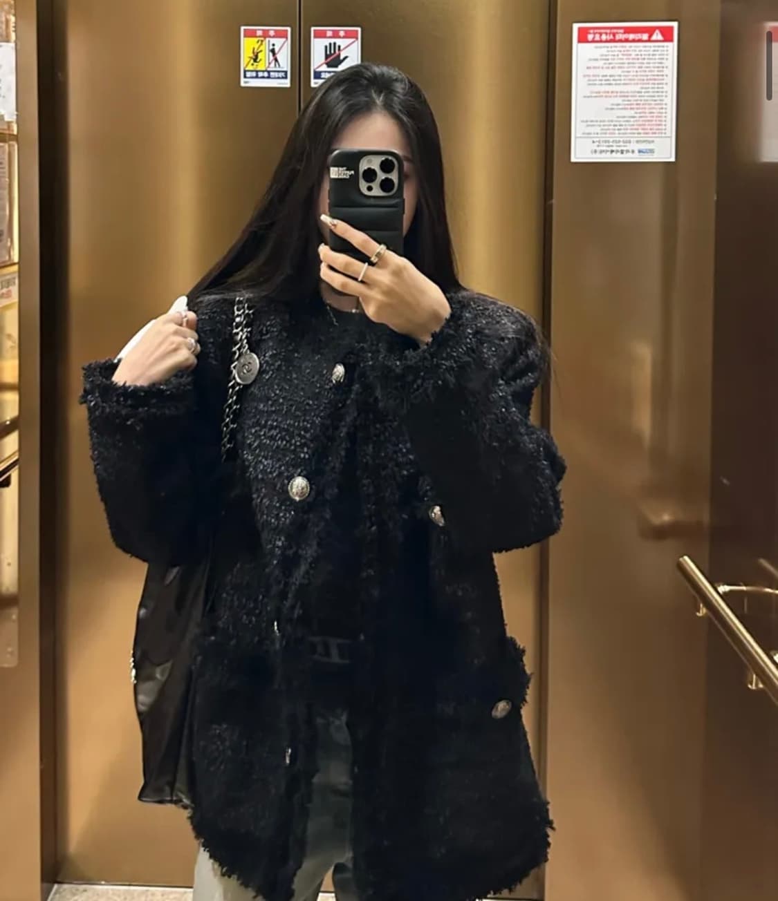 카키포인트 블랙 트위드 자켓 상품이미지3