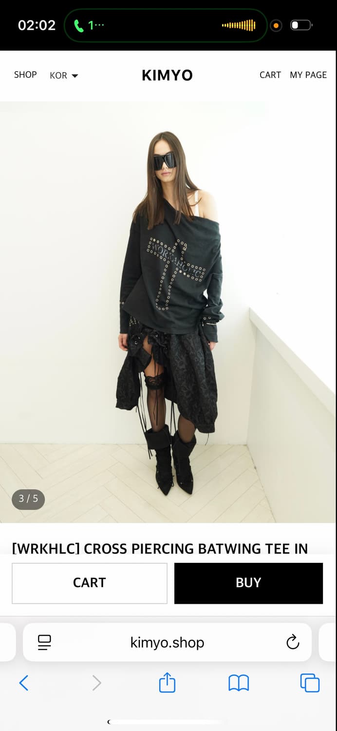 새상품) 키묘 kimyo 워커홀릭 피어싱 크로스 티 블랙 상품이미지3