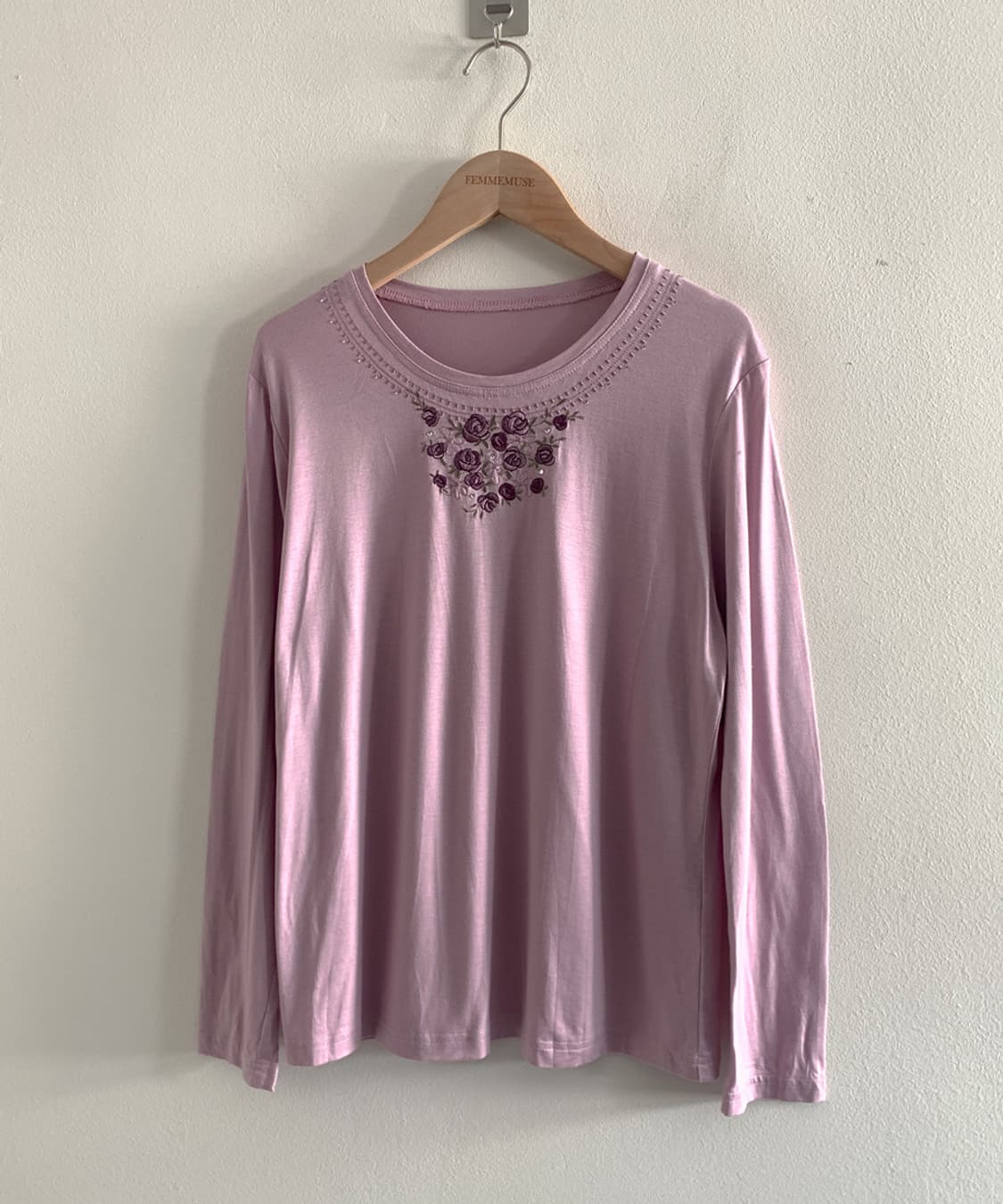 (Vintage)Flower Embroidery Pinky Tee 상품이미지2