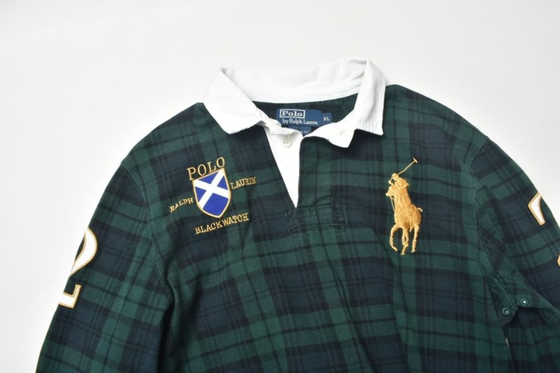 00S 폴로 랄프로렌 빅포니 블랙와치 럭비셔츠 XL N1247 상품이미지7