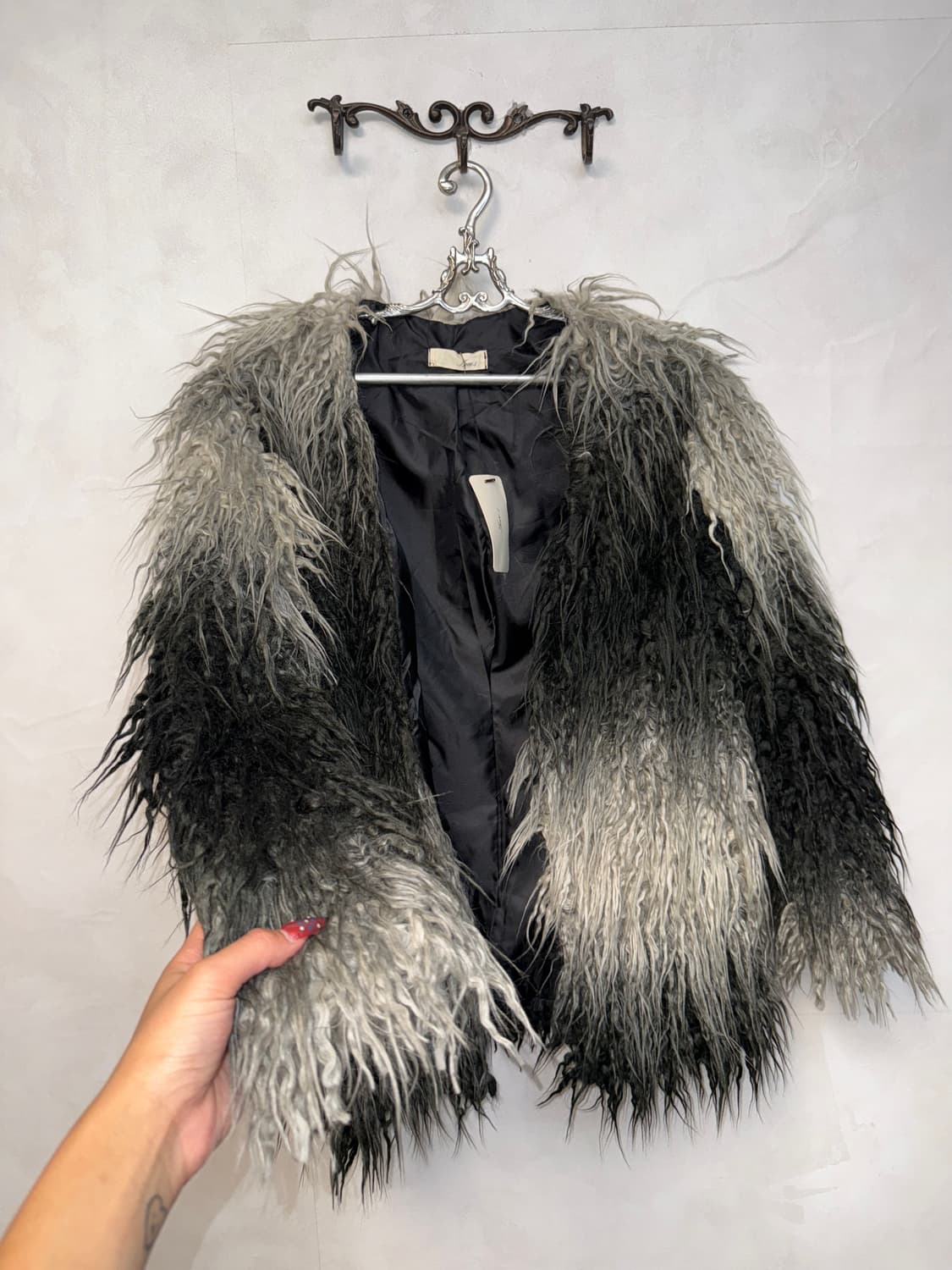 Black & gray gradient grunge fur jacket  상품이미지2