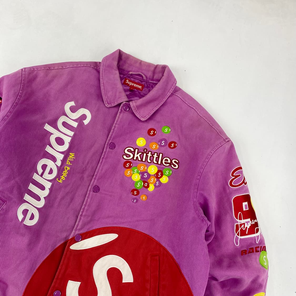 슈프림 X 스키틀즈 X 미첼앤네스 퍼플 바시티 자켓 (105) 상품이미지1