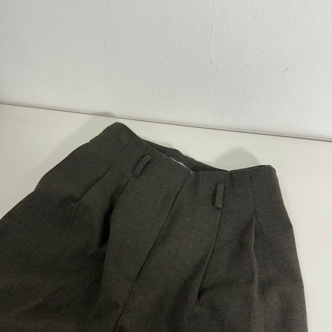 M VTG 다크브라운 투턱 벨티드 울 슬랙스 상품이미지5