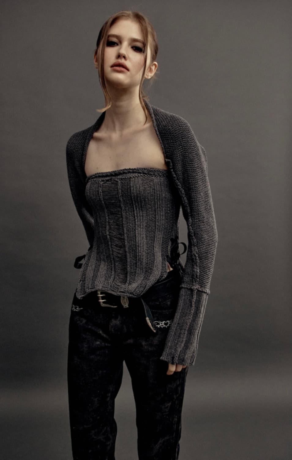 쓰리타임즈 코튼 리본 탑 & 쓰리타임즈 볼레로 세트 상품이미지1