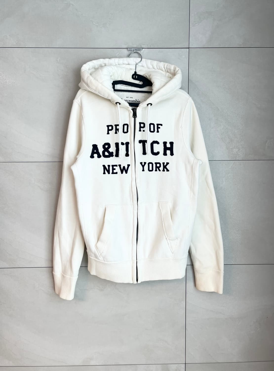 아베크롬비 뉴욕 스펠로고 대장 후드집업 아이보리/화이트 [M] 상품이미지1