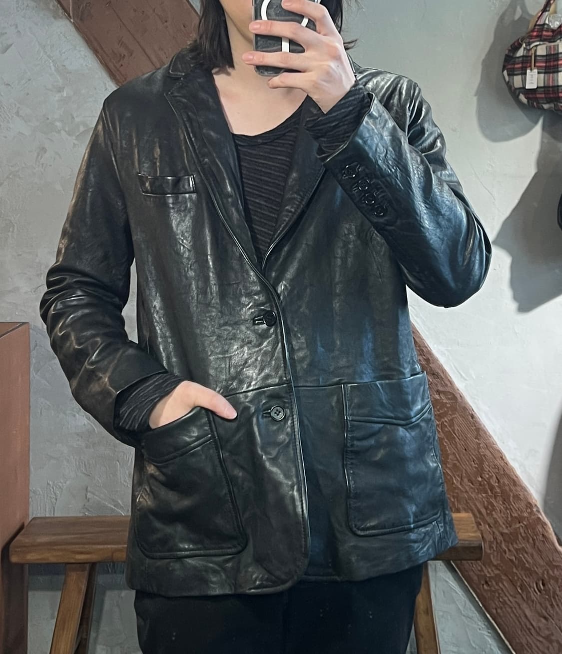 24aw 올세인츠 램스킨 레더 블레이저 상품이미지3