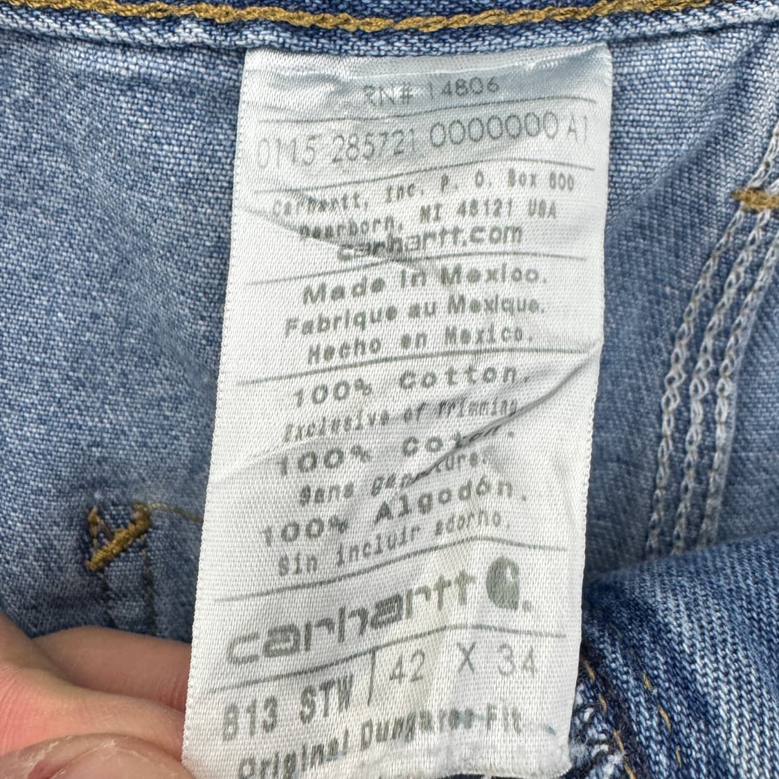 칼하트 OG 가죽패치 카펜터 페이딩 와이드 워크 데님팬츠 상품이미지10