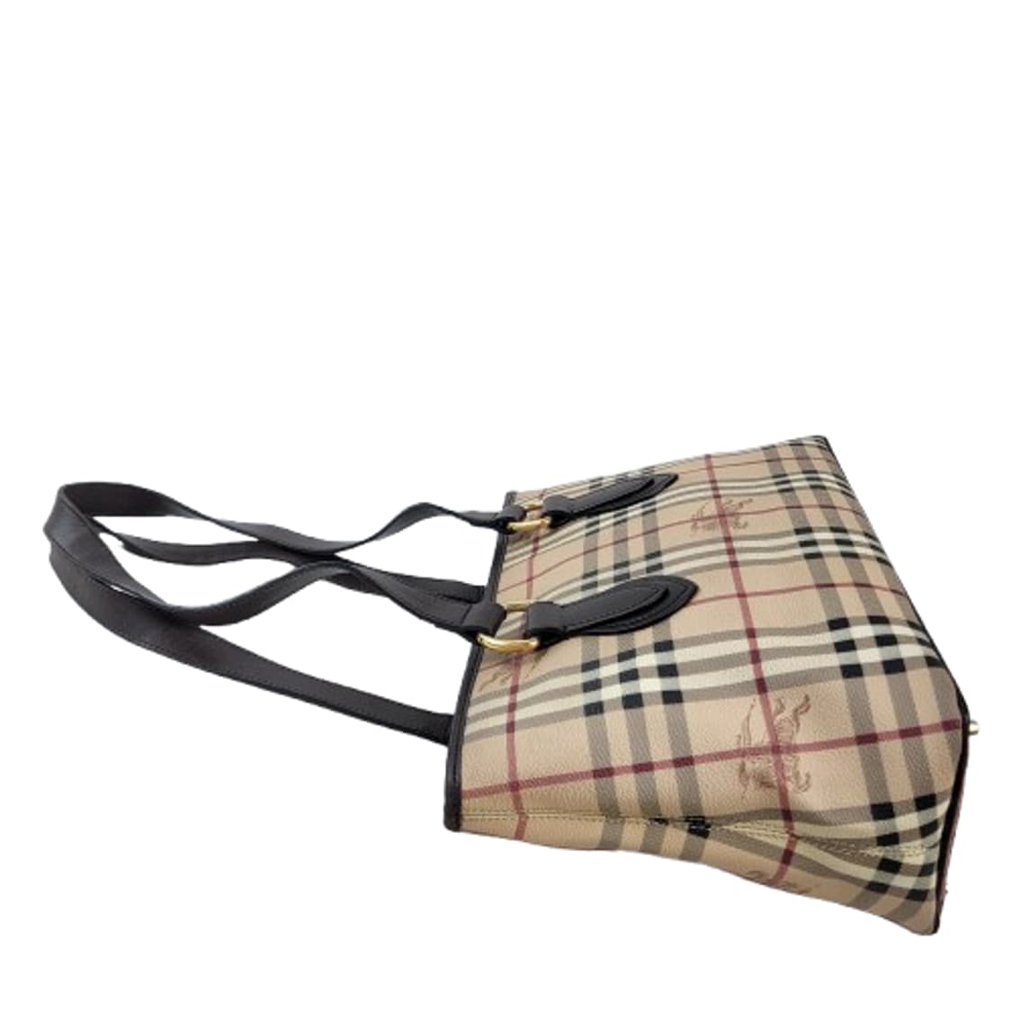 정품 버버리 헤이마켓 체크 브라운 레더 숄더백 상품이미지5