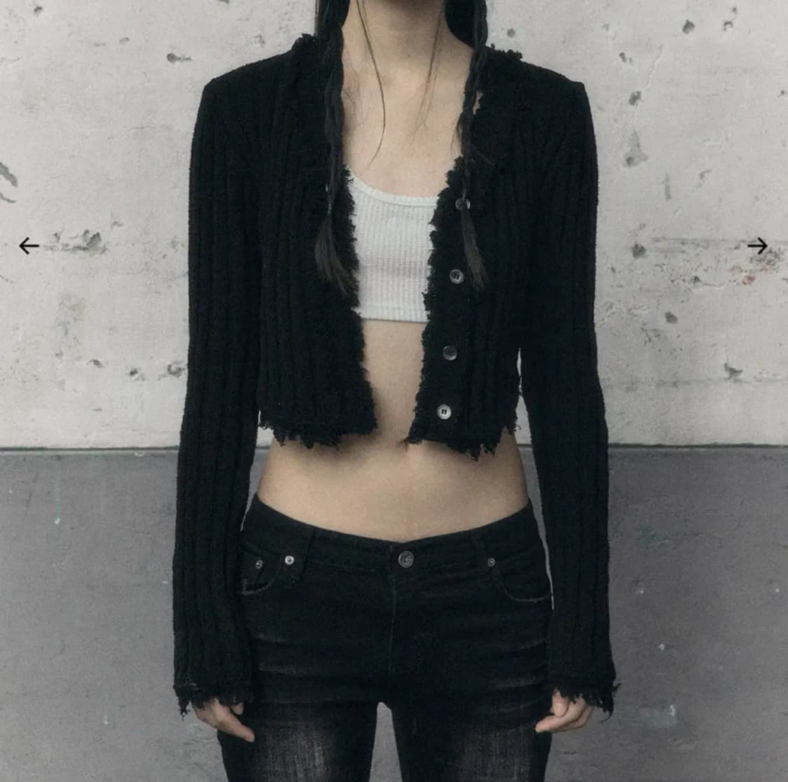 보헤미안서울 테슬 코튼 가디건 블랙 상품이미지1