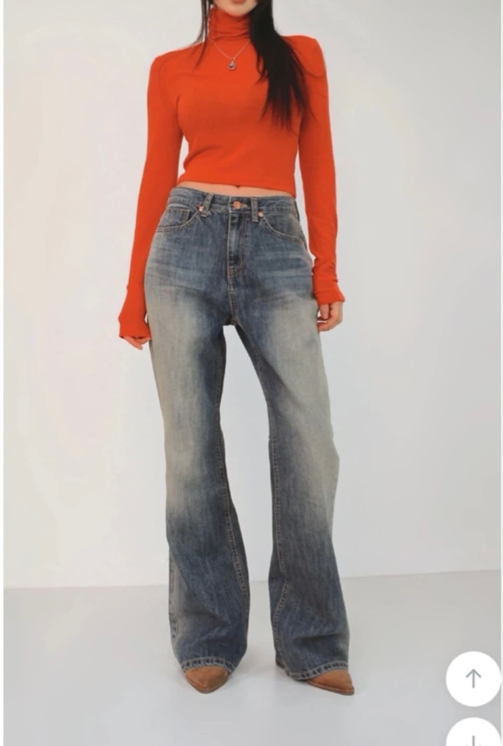 시크윈 ootj 실루엣 워싱 브러쉬 부츠컷 데님팬츠 상품이미지1