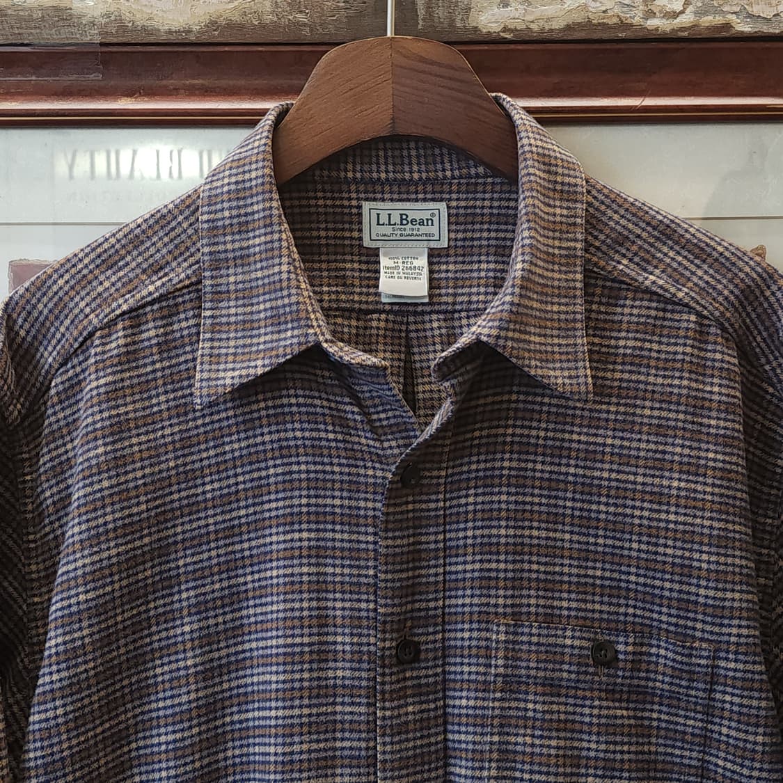 90s 엘엘빈 체크셔츠 플란넬 셔츠 헤비코튼 워크셔츠 하운드투스 m 상품이미지4