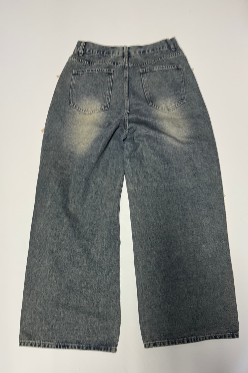 여성 Dazy 빈티지 녹 워싱 리본 묶음 트랙 와이드 데님팬츠 L 상품이미지2