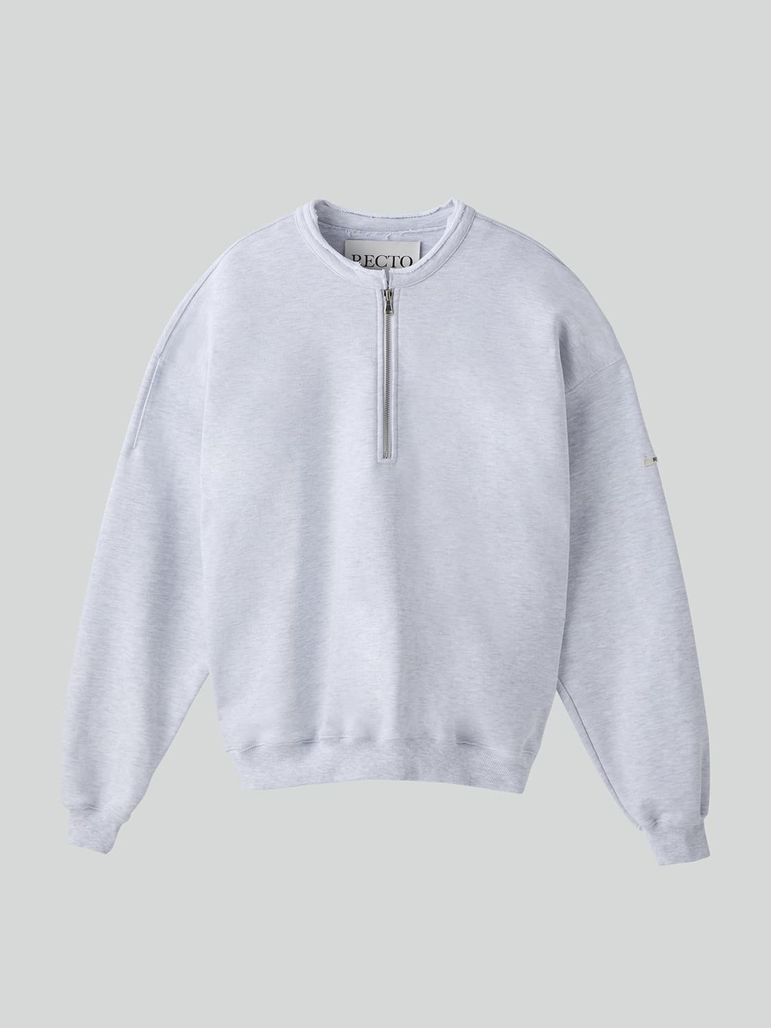 [새상품] 렉토 로우 엣지 카라 스탠드 하프 집업 반집업 맨투맨 그레이 상품이미지1